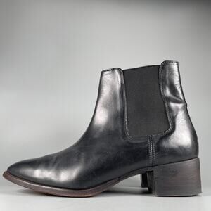 Frye Women's Size 8.5 B Black Leather Pull On Ankle Boots Heels Casual Walking